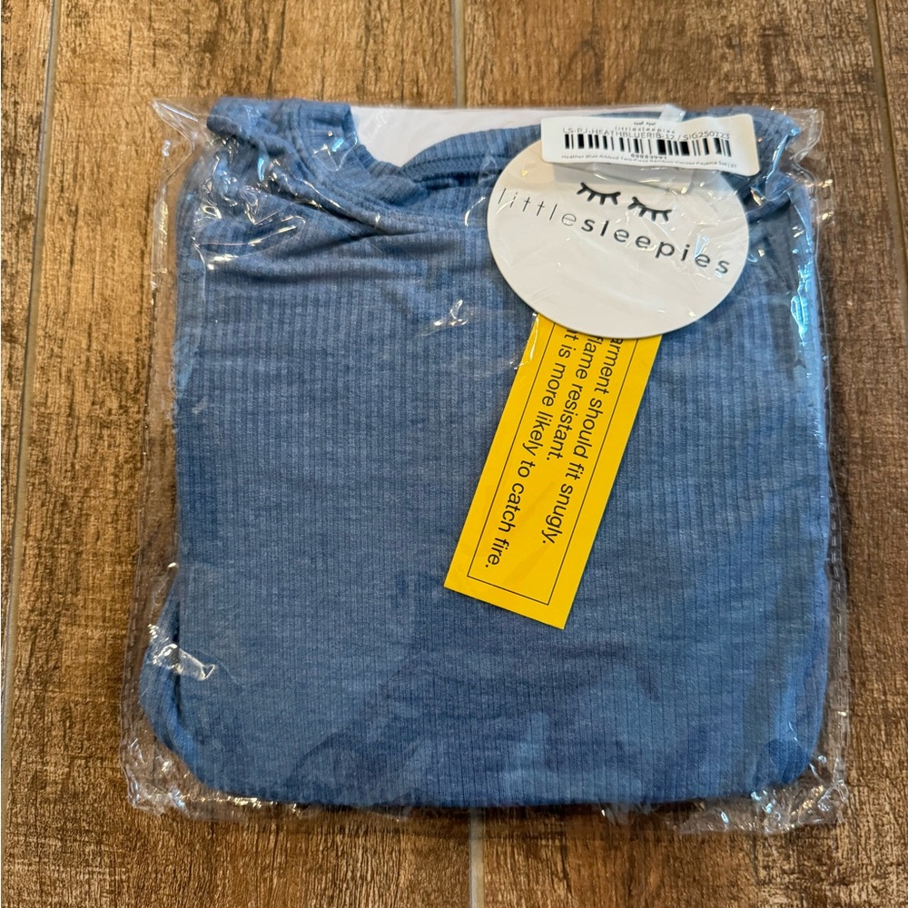 Little Sleepies Heather Blue Ribbed Two- Piece Pajama Set - 3T